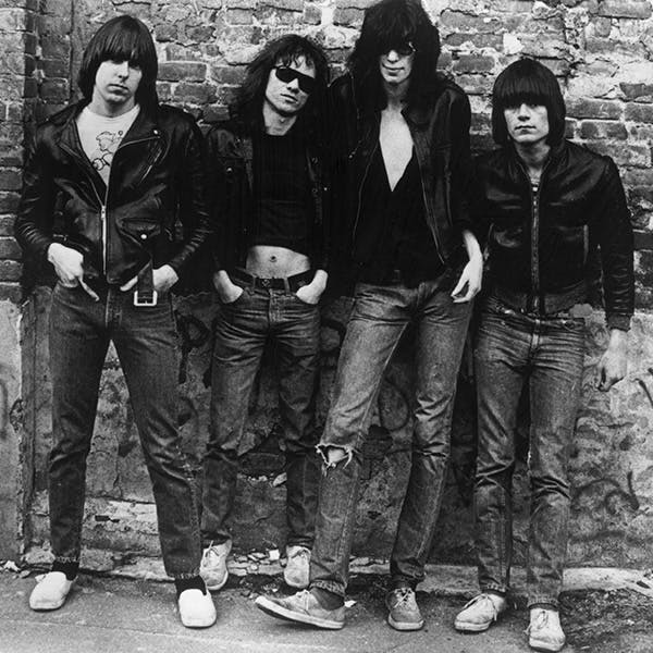 format landscape;clothing;male;music;rock n roll;fashion & clothing;personality;canadian;american;north america;p 81882 box 1952 ;es p/ramones/rock group punk clothing apparel person human jacket coat pants leather jacket brick