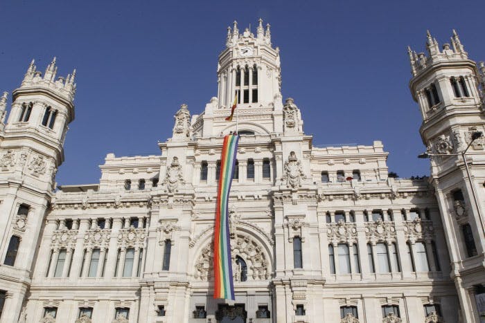 madrid . spire architecture building tower metropolis city urban mansion palace downtown