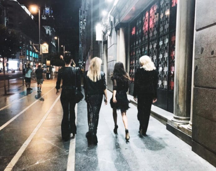 person pedestrian clothing blonde female teen kid girl lighting walking