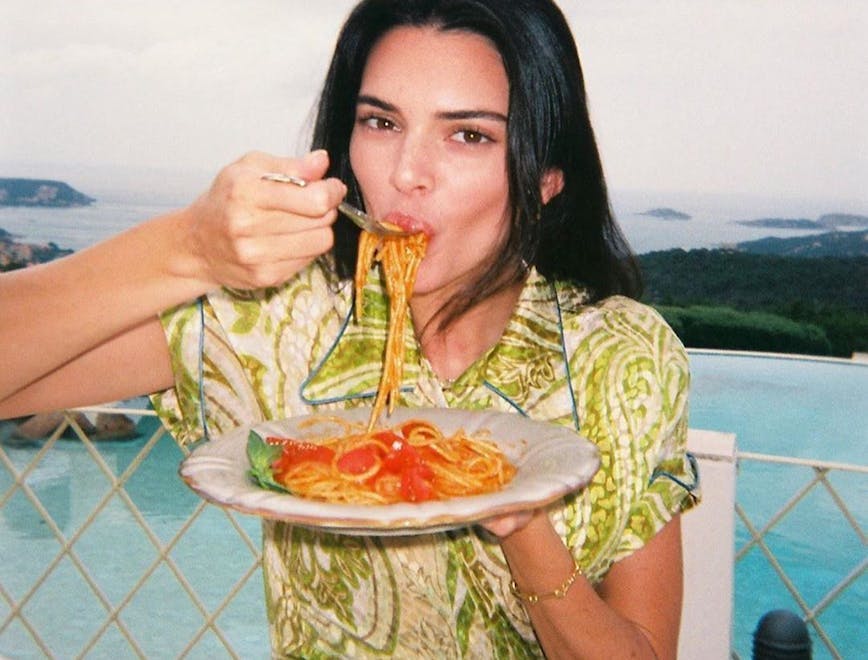 person human spaghetti pasta food