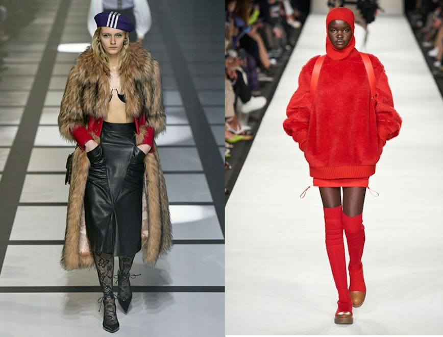 clothing apparel coat person human runway female
