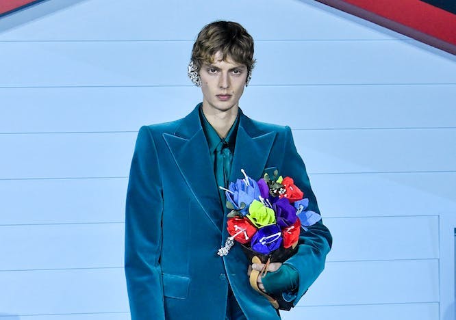 paris flower arrangement flower flower bouquet suit formal wear man adult male person fashion